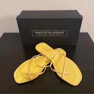 Saks Fifth Avenue Women’s Strapped Leather Sandals,Yellow,Size 9 US. New
